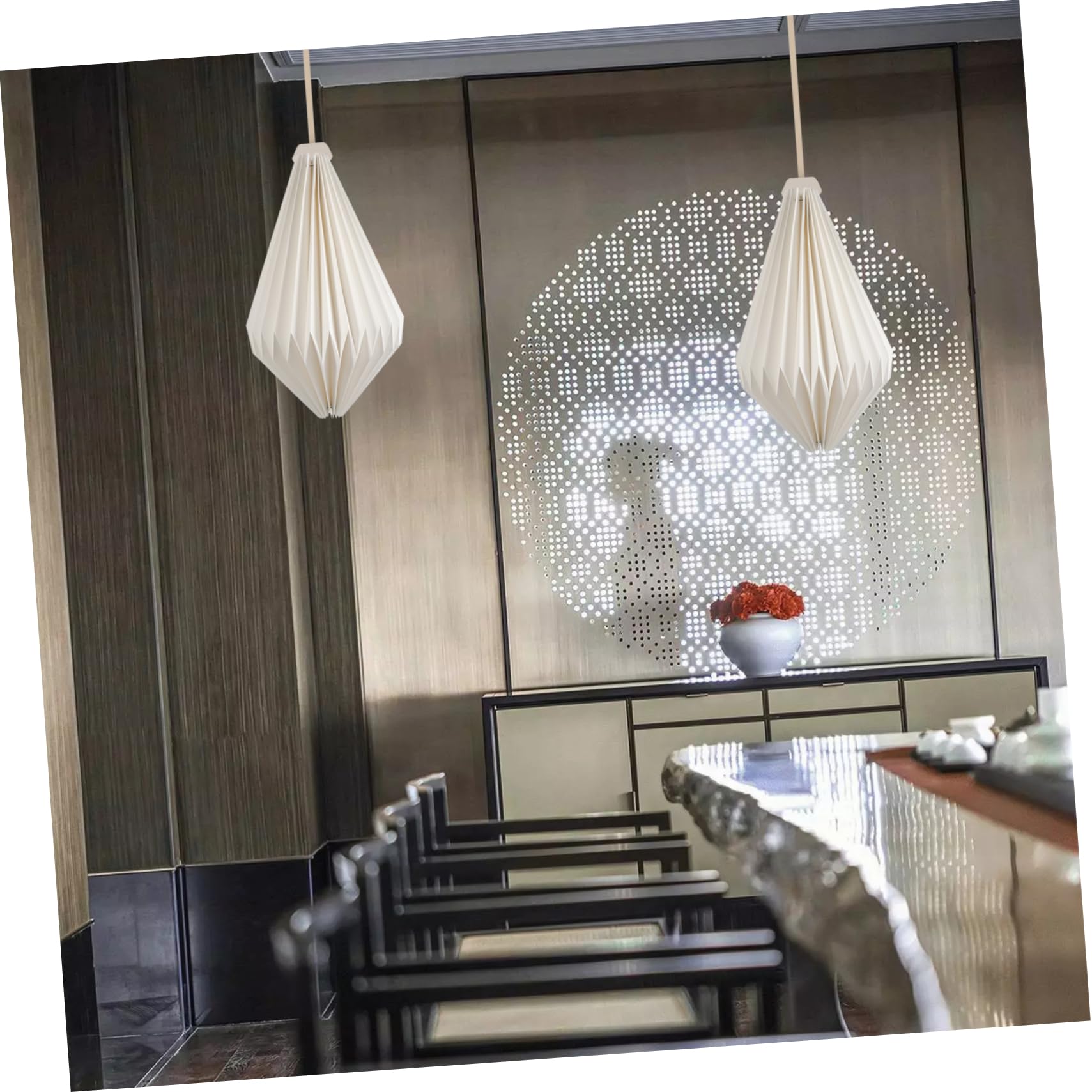 HOMSFOU 2pezzi Lampada Sospensione Origami Paralume Decorativo Per Chandelier e Illuminazione Domestica Materiale Sicuro e Inodore Stile Creativo Per Soggiorno e Ristoranti