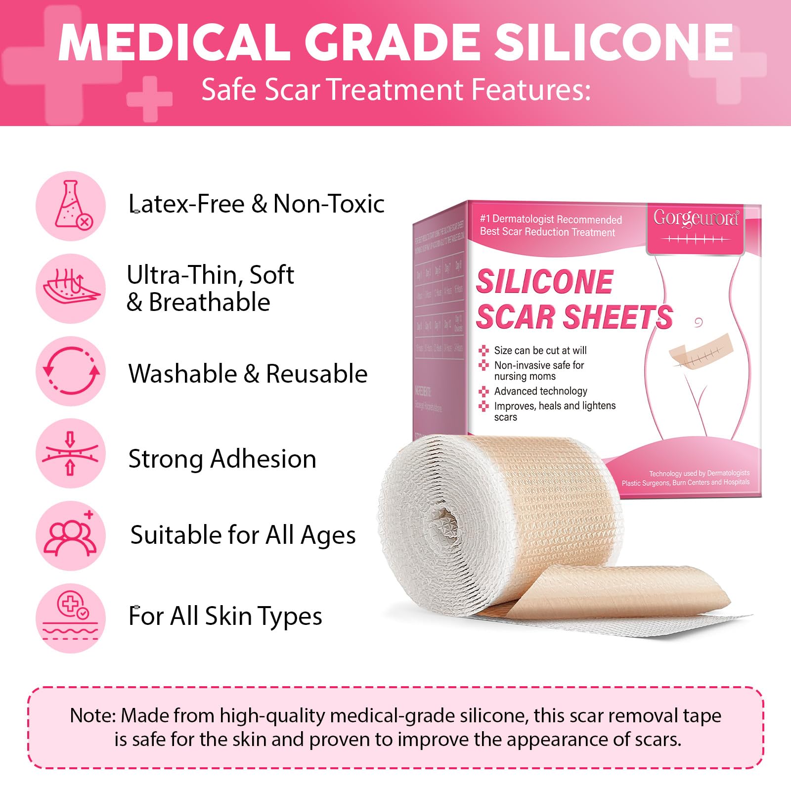 Silicone Scar Sheets Scar Removal Silicone Scar Tape For Softening And