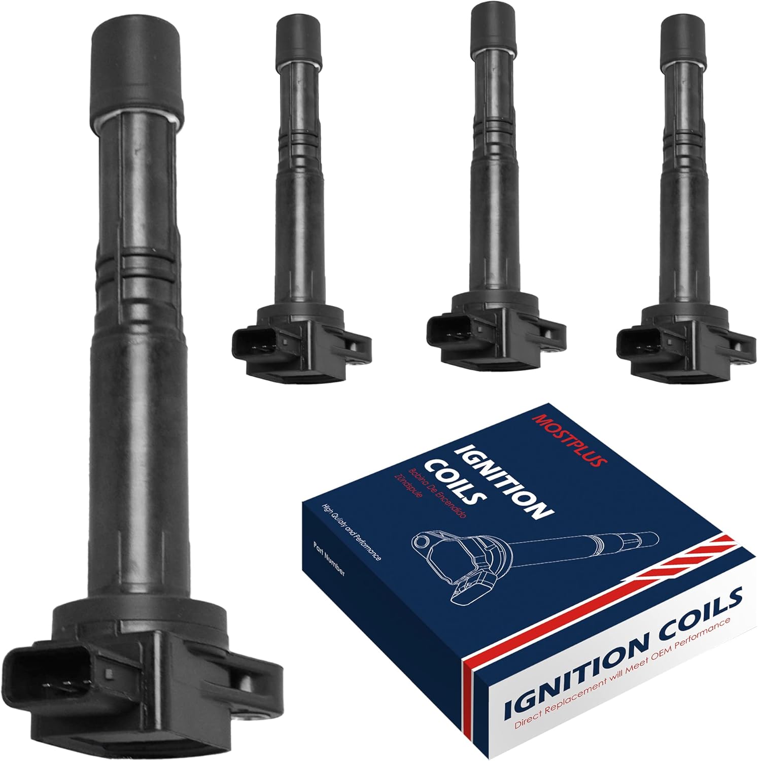 MOSTPLUS UF311 Ignition Coil Pack of 4 Compatible with Honda Accord Civic CR-V Pilot Element S2000 Acura RSX CSX Replacement for UF583