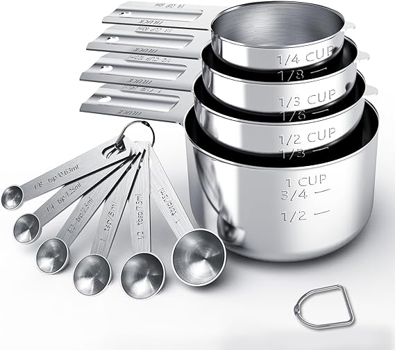 TILUCK Stainless Steel Measuring Cups & Spoons Set, Cups and Spoons, Kitchen Gadgets for Cooking & Baking (10)