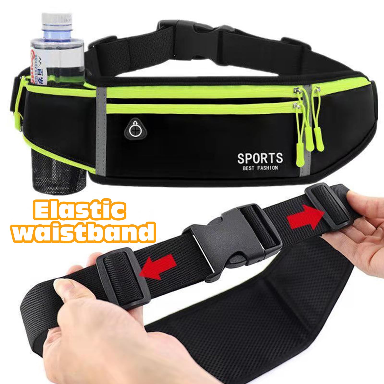 Marsupio Running Impermeabile Sportivo con Borsa a Rete per Borraccia - Fitness Corsa