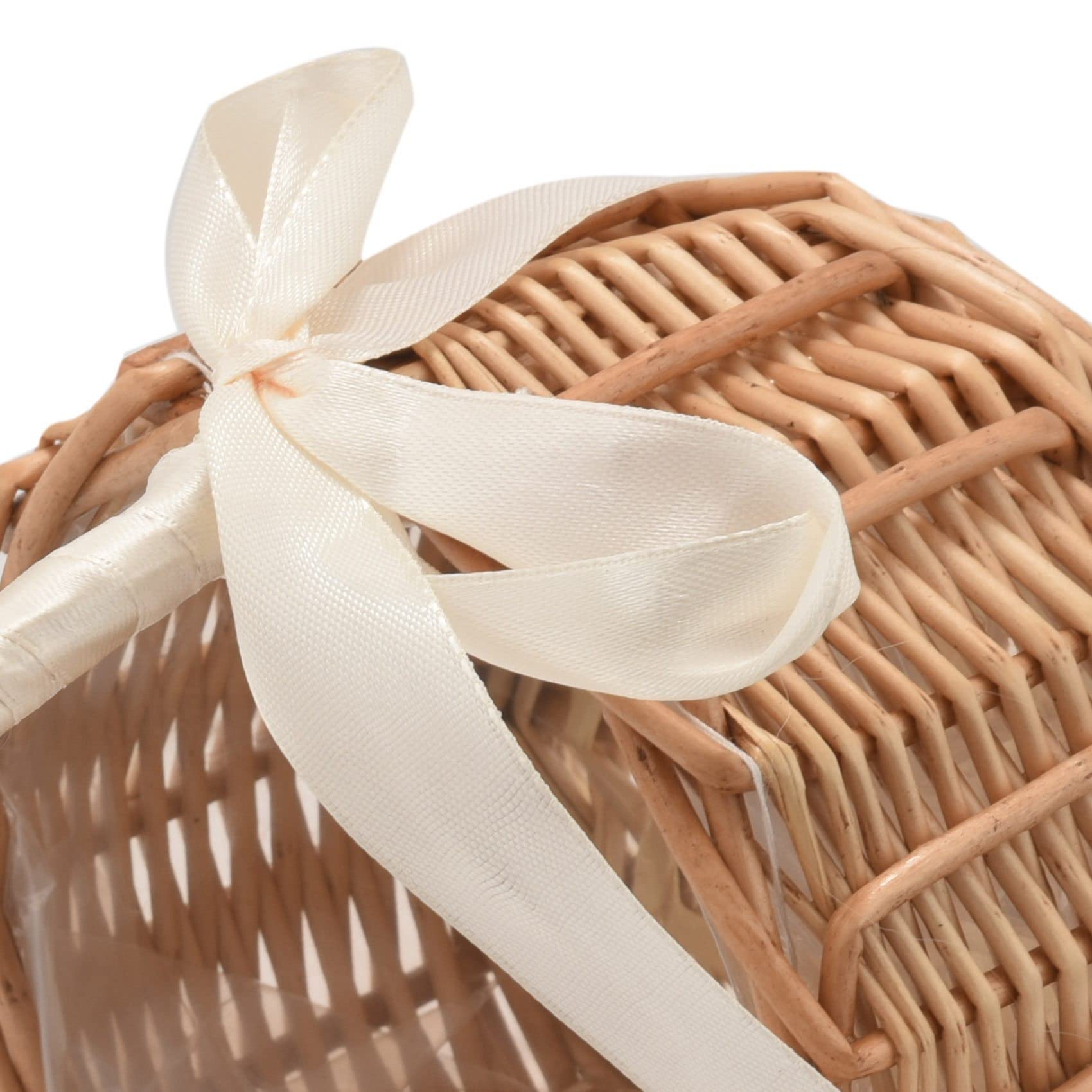 Intrecciati Cesto Portaoggetti in Rattan Fatto a Mano con Fiori