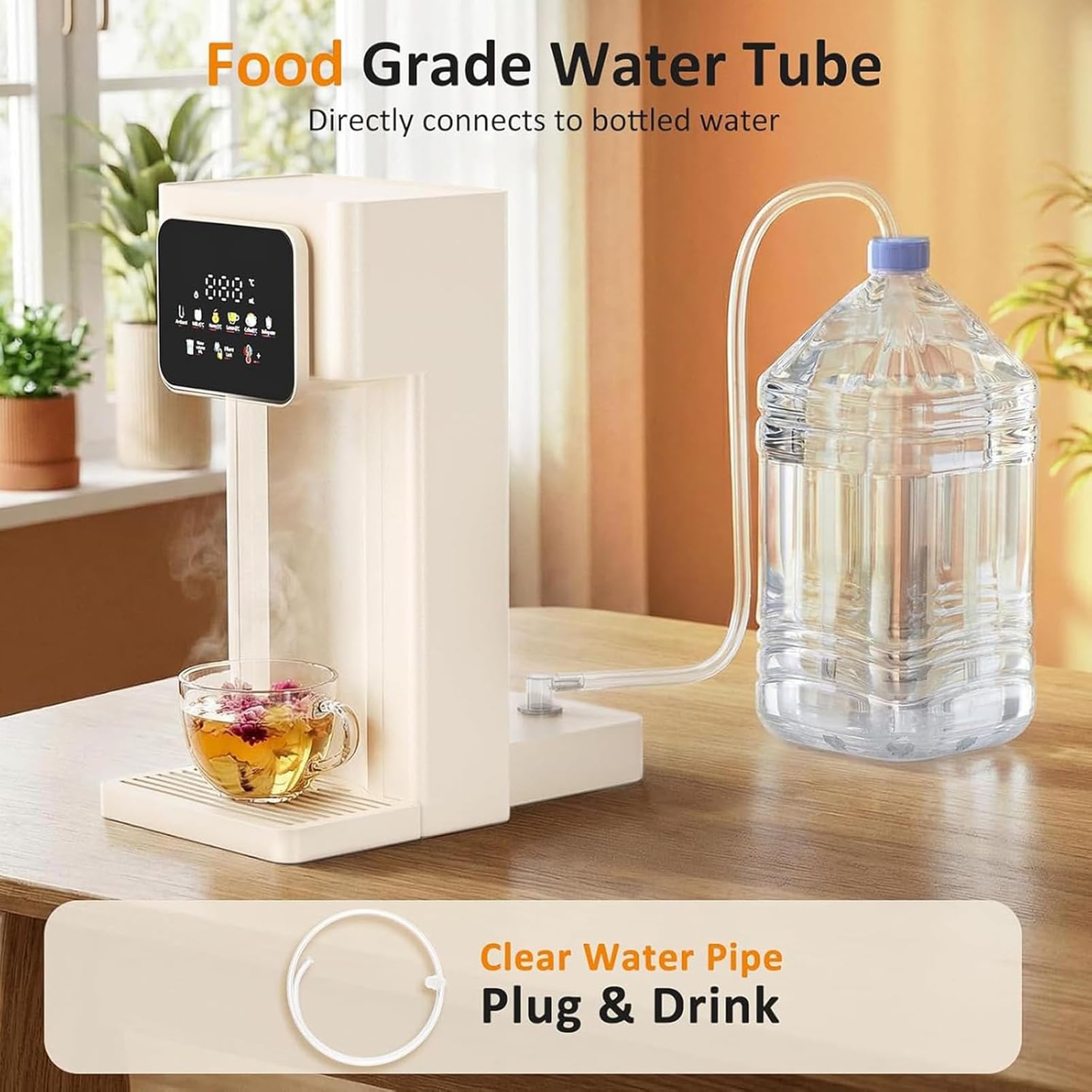 Distributore di acqua calda istantanea, macchina filtrante da tavolo da 3 litri con display touch LED, blocco bambini, 12 impostazioni di temperatura per casa, ufficio, cucina