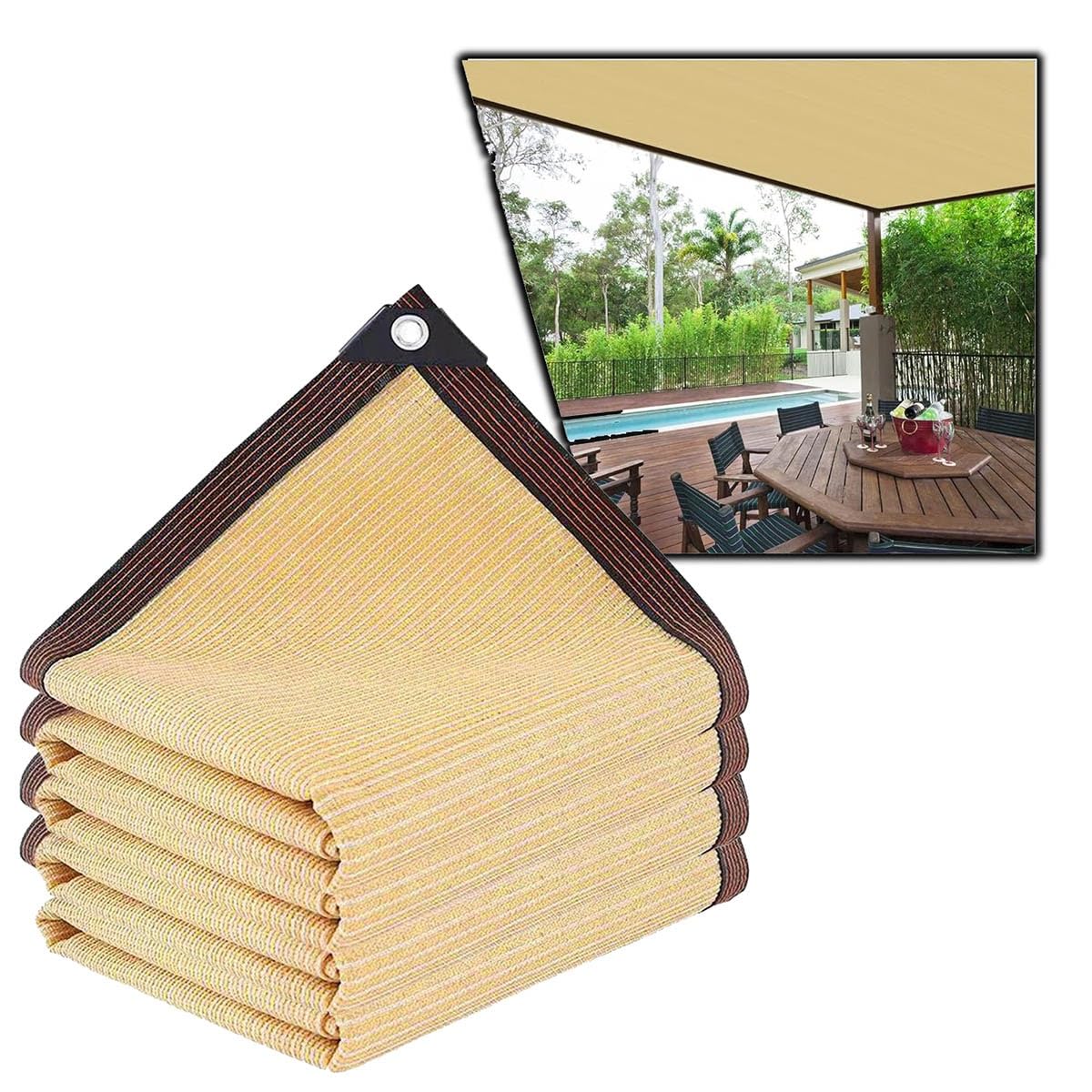 Toile d'ombrage 4x5m jaune avec oeillets pour serre et jardin