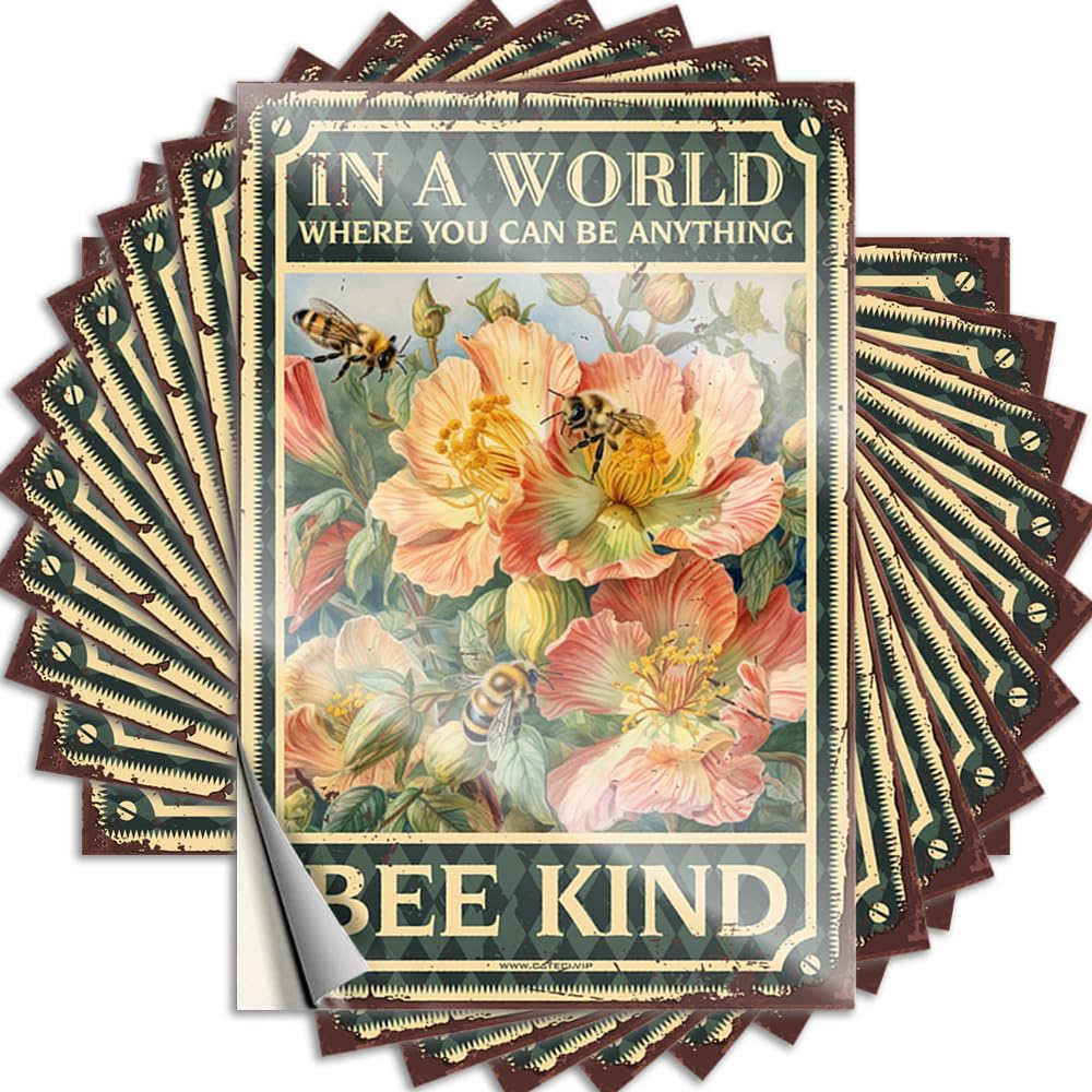 Stickers Country Stuff Peel and Stick - in A World Where You Can Be Anything Bee Kind Tumbler Golden Waterproof Vinyl for Surfing(6X9CM)