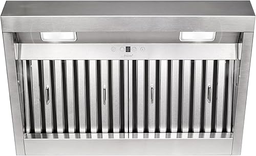 Akicon Campana extractora de 30 pulgadas, ultra silenciosa, potente succión incorporada, campana de ventilación de cocina con conductos de acero