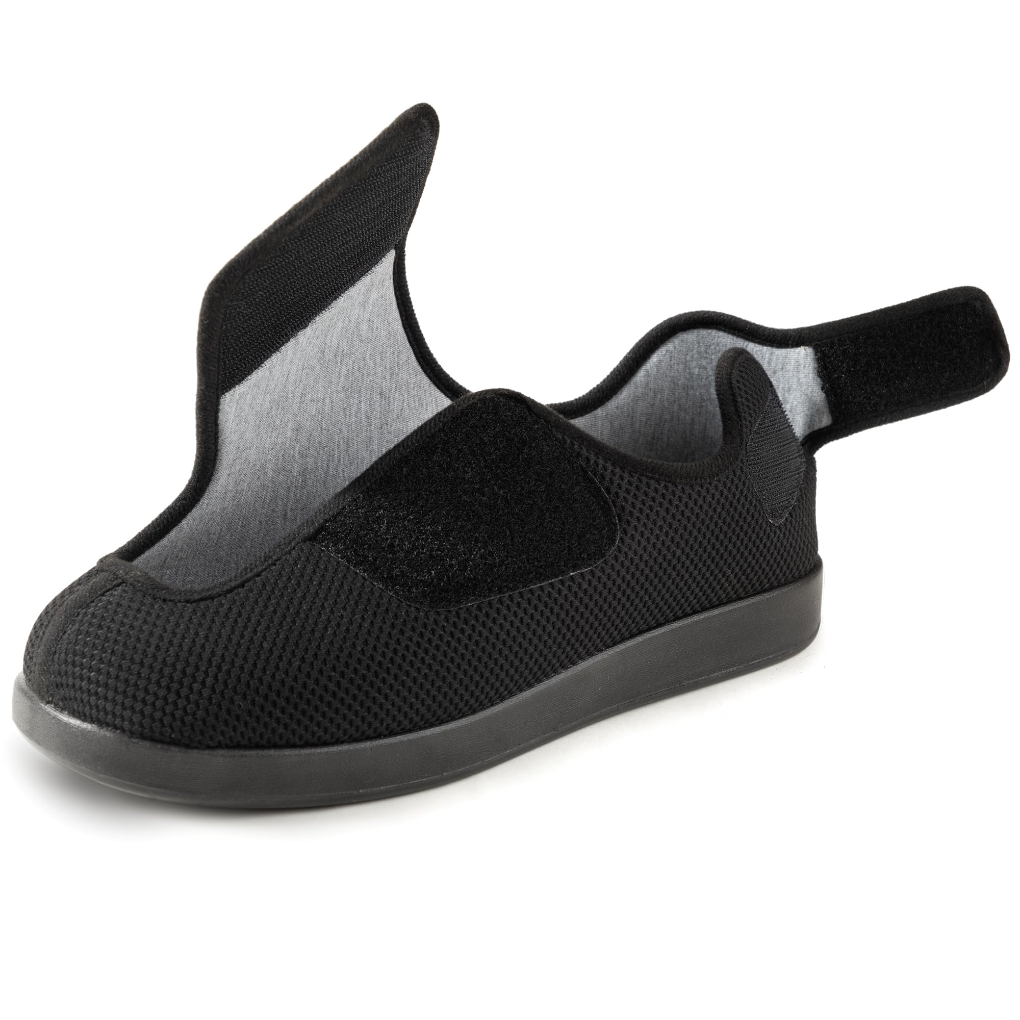 Ravelier Men's Diabetic Wide Width Waffle Knit Adjustable Slipper