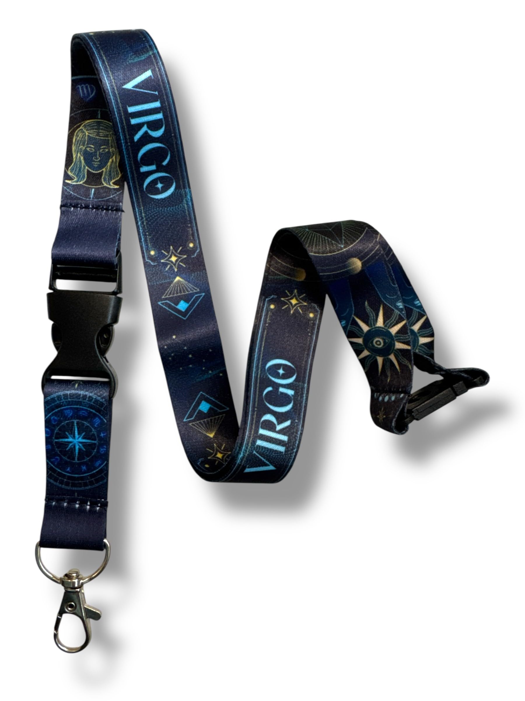 Pac Supplies Global Blue Zodiac Sign Lanyard With Astrological Star Pattern (Virgo)
