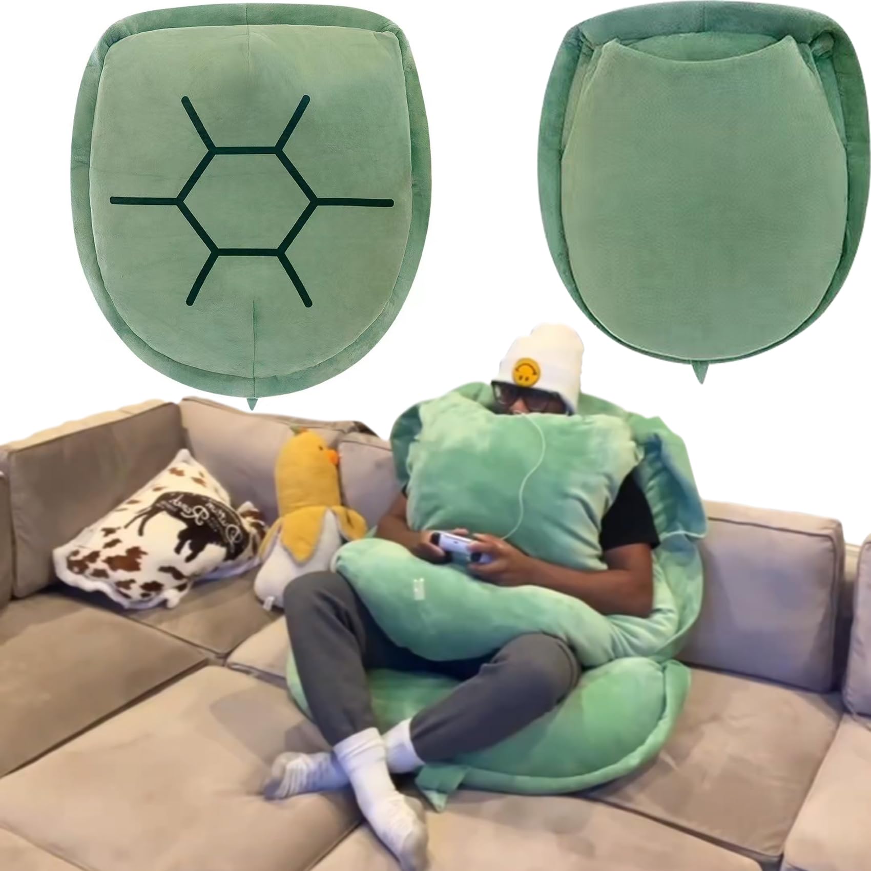 Multifunctional Giant Wearable Turtle Shell Pillow - Weighted Turtle Shell Body Pillow for Anxiety Relief & Heal Heartbreak, Accompany You Through These 3 Heartbreaking Months (Big, 40 inch)