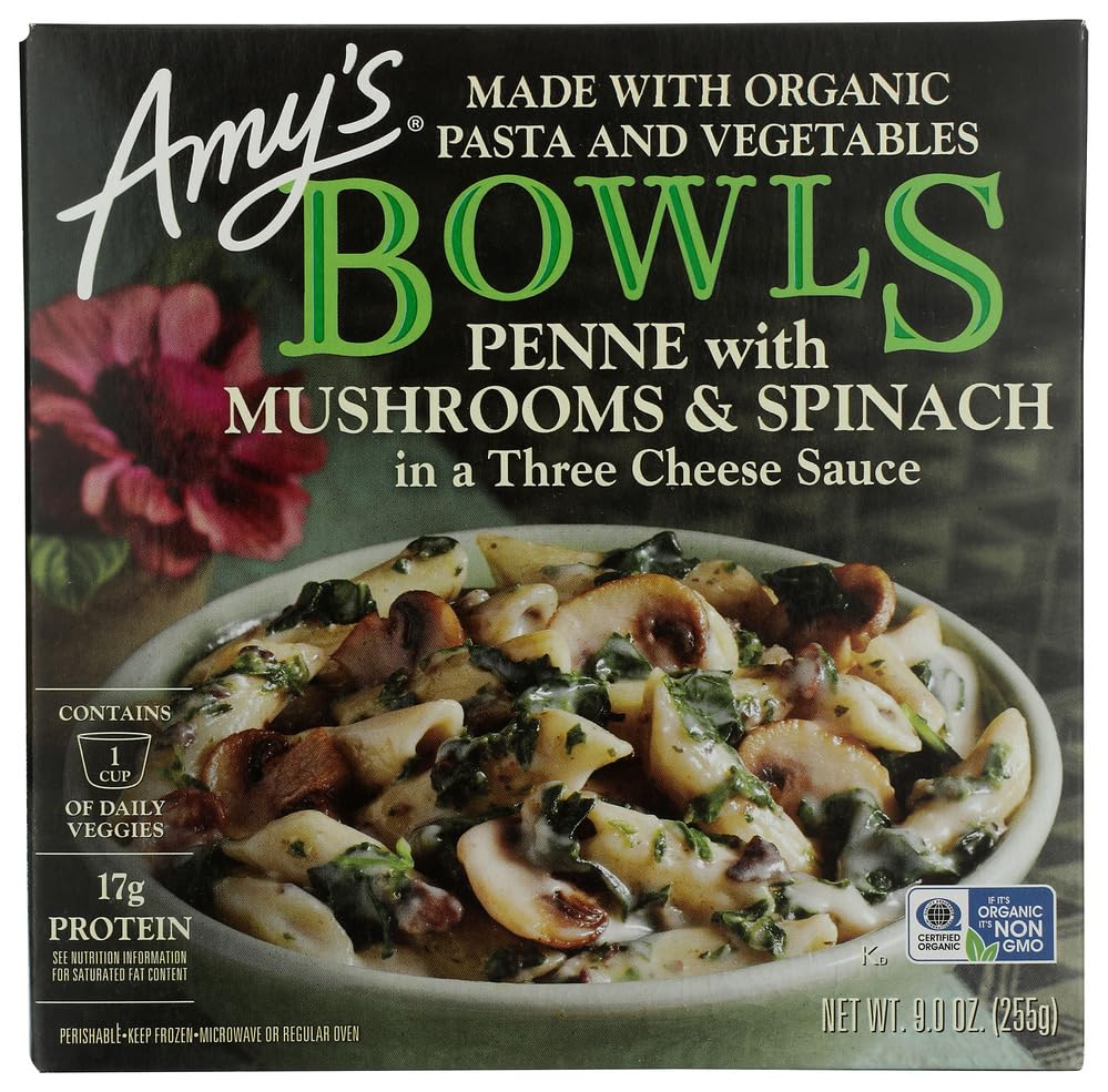 Amy's Penne with Mushrooms & Spinach Bowl, 9 OZ