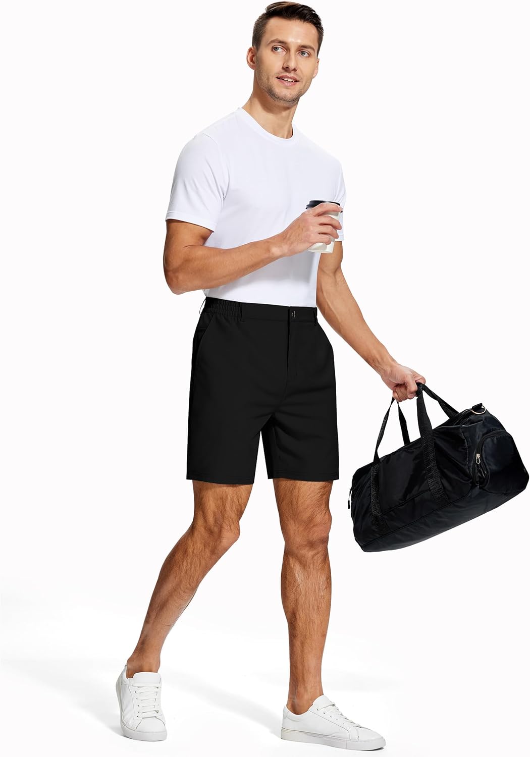 Mens Casual Dress Shorts 7 Inch Lightweight Stretch Quick Dry Elastic Waist for Golf Travel Work with 3 Pockets - Image 6