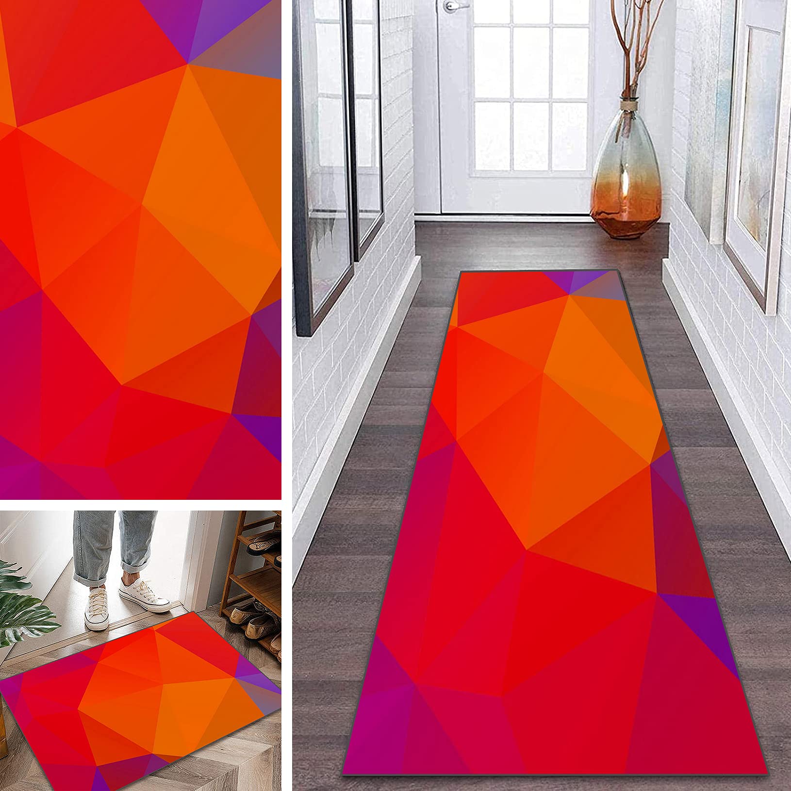 Tapis de chambre 80x450cm lavable et tapis de bain long antidérapant