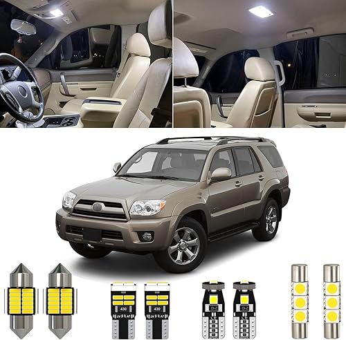 Kit de luz interior LED blanca de 18 piezas 6000K 4Runner de repuesto para Toyota 4Runner 2003 2004 2005 2006 2007 2008 2009, con diagrama de