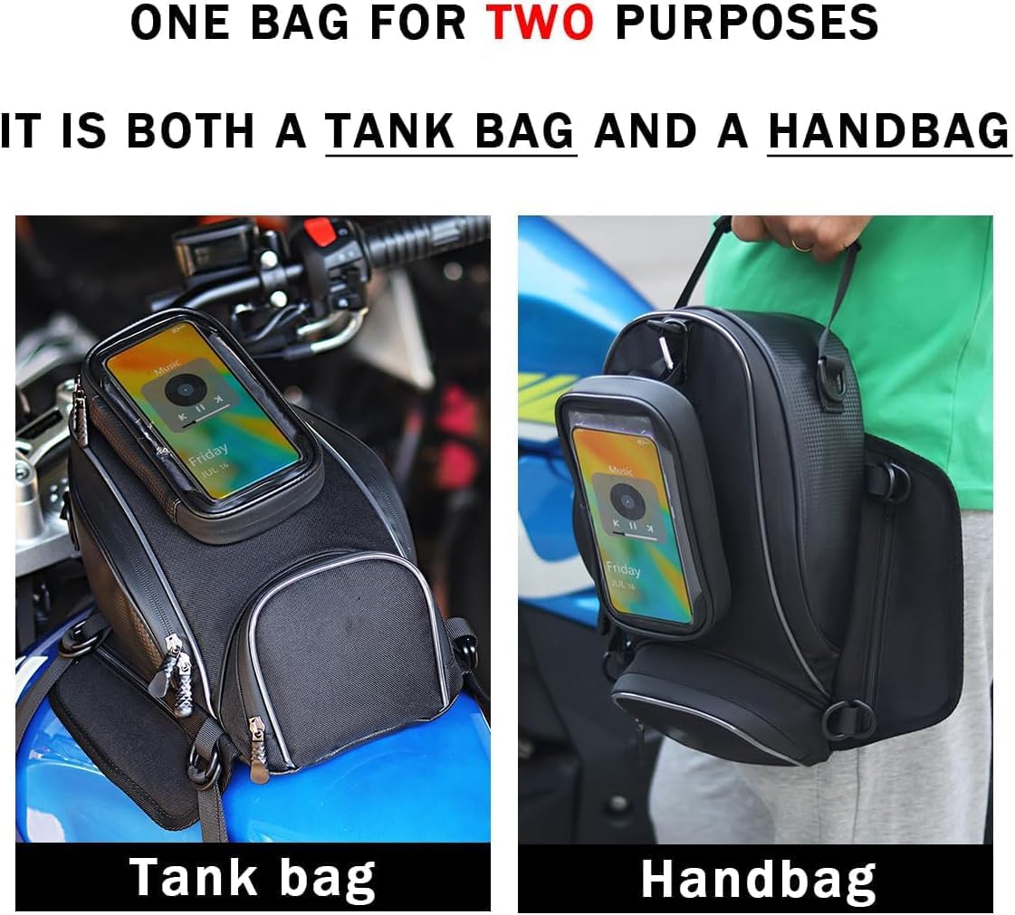 Sacoche de Réservoir Moto pour Kawasaki Eliminator 450, Étanche Magnétique Sac Bagage Sacoche Fenêtre Écran Tactile