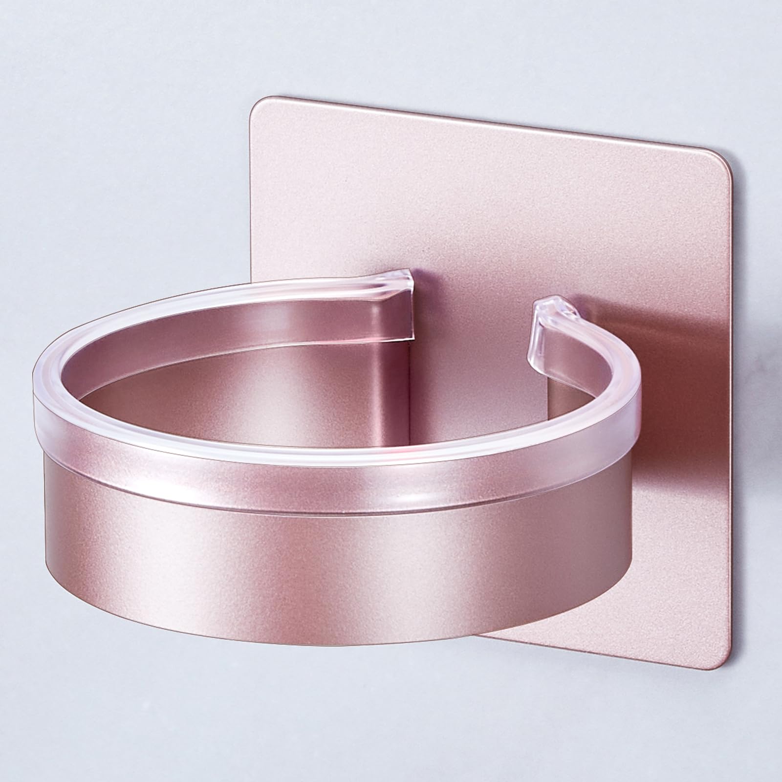 YYBO Fönhalter Ohne Bohren, Föhn Halterung, Fönhalterung Metall Föhnhalter Wand, Haartrockner Halterung Föhn Aufbewahrung, Selbstklebend Haartrocknerhalter für Bad Barbershop Hotel (Roségold)