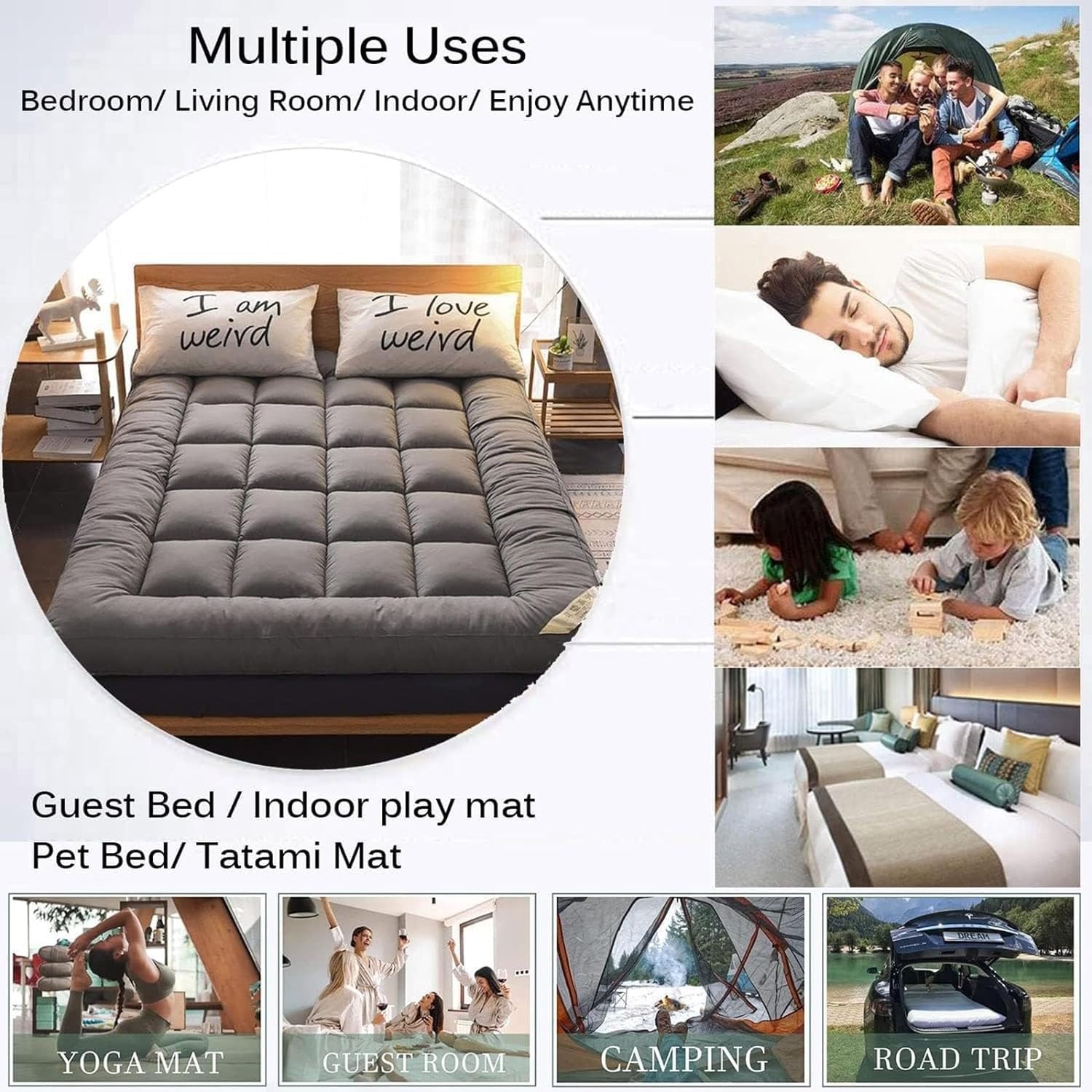 Verdickte Boden-Futon-Matratze, Japanische Tatami-Matratze, Faltbares Schlafkissen, Studentenwohnheim-Matratze, Tragbare Camping-Matratze, Einzel-Doppelmatratze (Color : B, Size : 180x200cm)