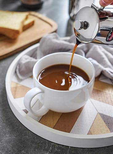 Miniatura 5 de Sweese Juego de 4 tazas de café grandes de porcelana de 22 onzas, tazas de sopa grandes con asas, perfectas para café, té, chocolate caliente, aptas