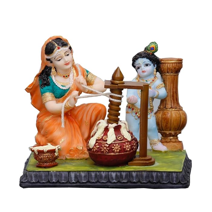 Buy Sri Krishna Culture Ma Yashoda Extracting Butter & Krishna MurtiDamodar LeelaIdol/Statue