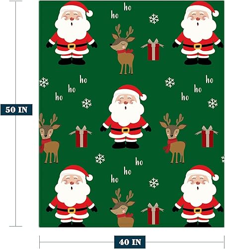 Miniatura 2 de YeeJu Manta de Navidad para niños, pequeña, color verde, de Papá Noel, para niñas, niños, cama de bebé, suave, ligera, mullida, manta de forro polar