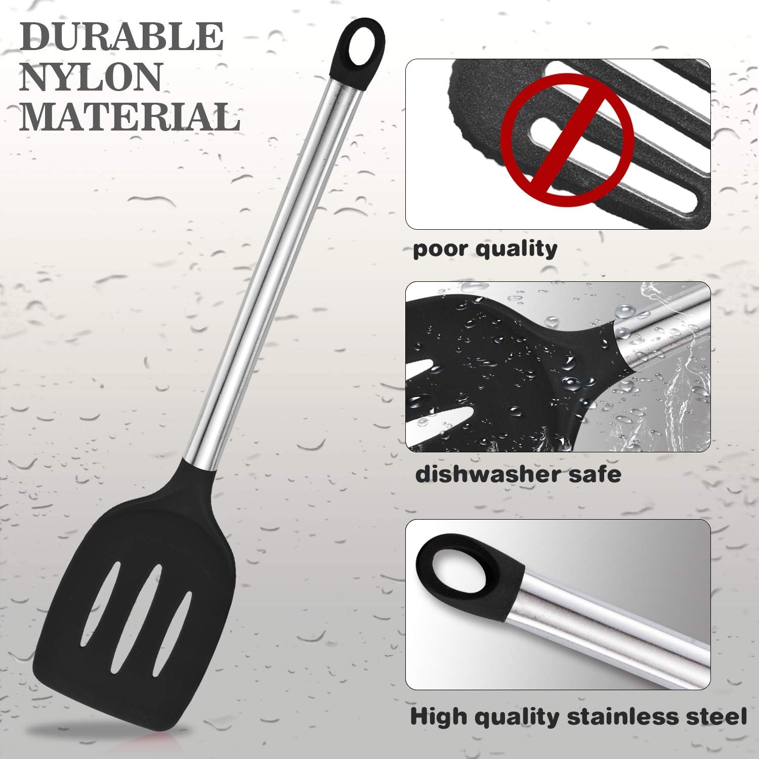 42-Piece Black Nylon and Stainless Steel Kitchen Utensil Set