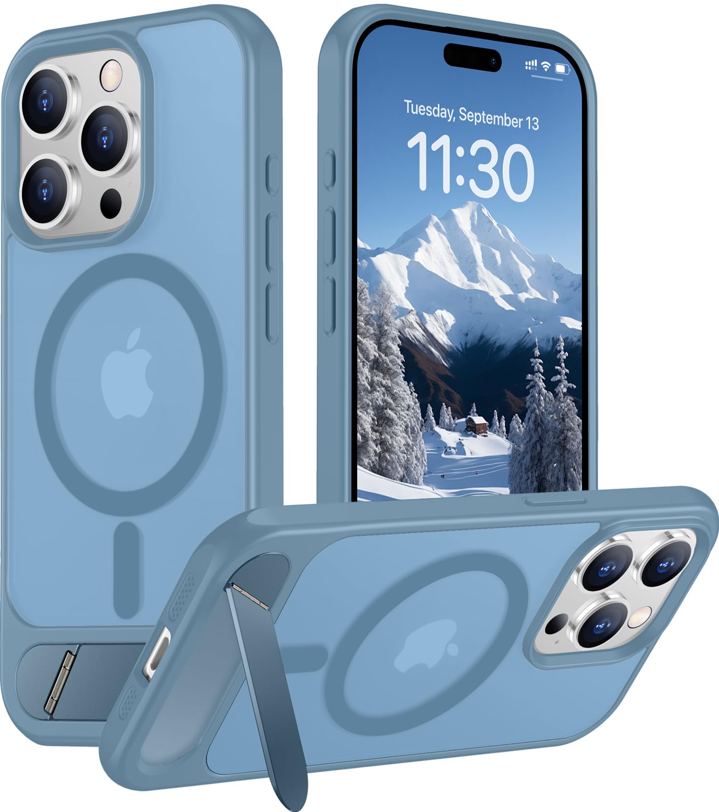 Temdan Magnetic Compatible with iPhone 15 Pro Max Case, [Built-in Invisible Kickstand][Compatible with MagSafe][Military Grade Shockproof] Slim Translucent Matte Phone Case for iPhone 15 Pro Max 6.7"