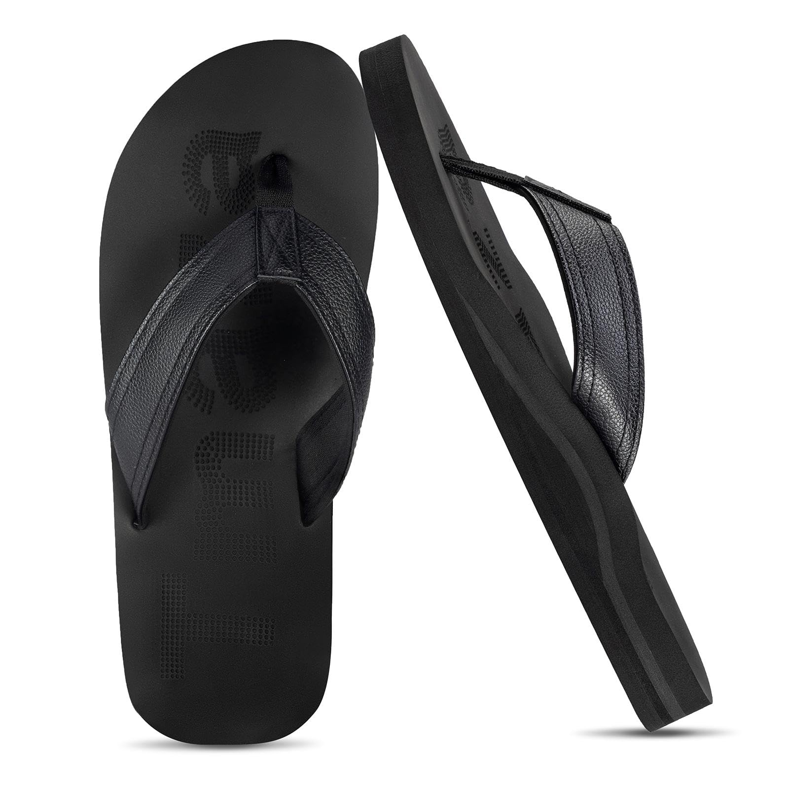 Tmaza Men’s Leather Flip Flops with Arch Support Comfort Summer Outdoor Thong Sandals