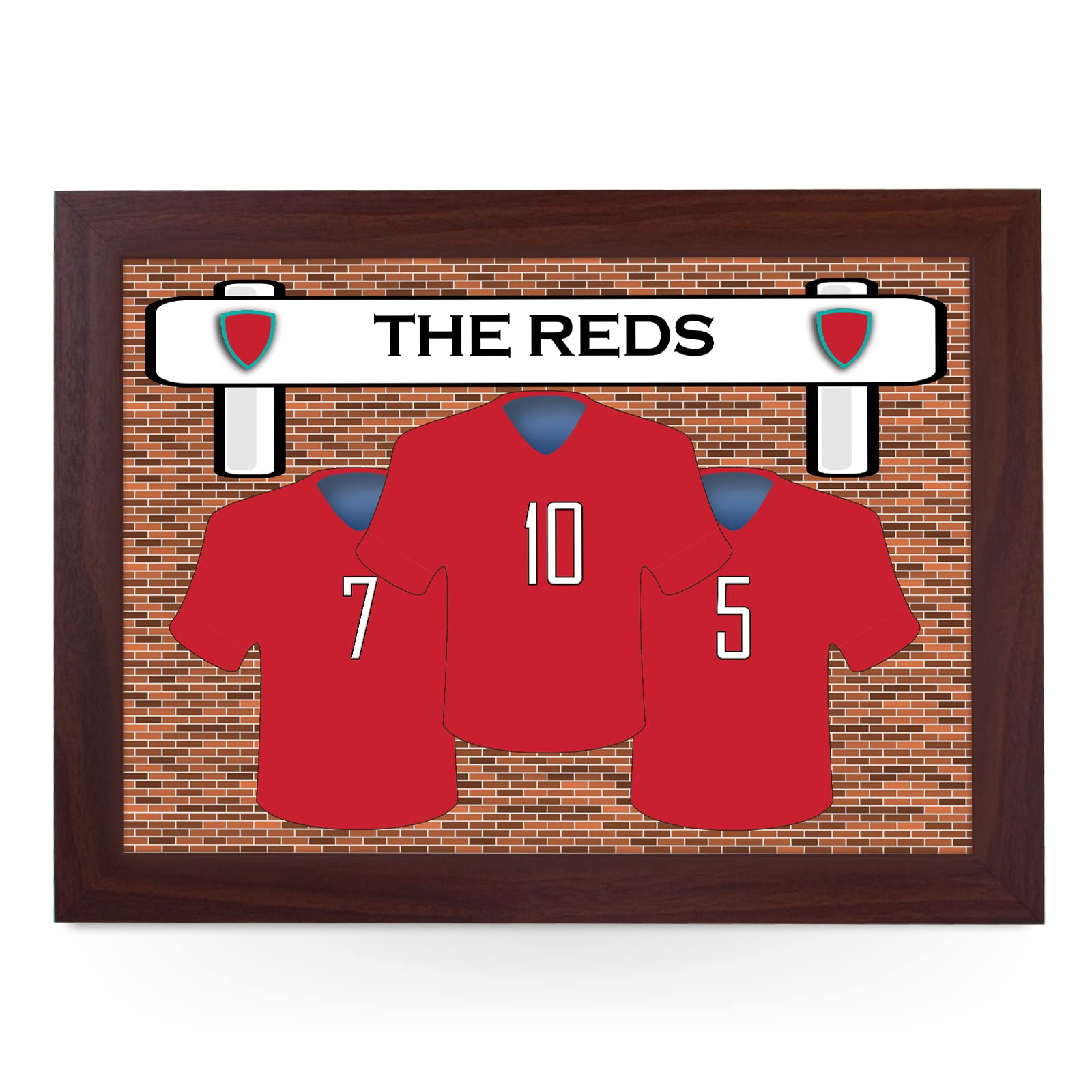 Portable Lap Desk Tray (Liverpool FC 'The Reds') Handmade Wooden Frame, Beanbag Cushioned Bottom | Computers, Laptops, Meals, Food | L916 (Brown)