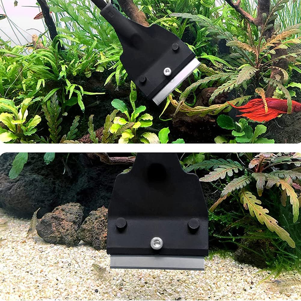 Kiuiom Nettoyeur De Grattoir Algues,Aquarium Scraper,30-51cm Algues Grattoir,Racloir pour Aquarium Nettoyeurs D'Algues,Rasoir De Nettoyage Aquarium,Vitre Grattoir Algues,avec Tige Amovible Et 5 Lames