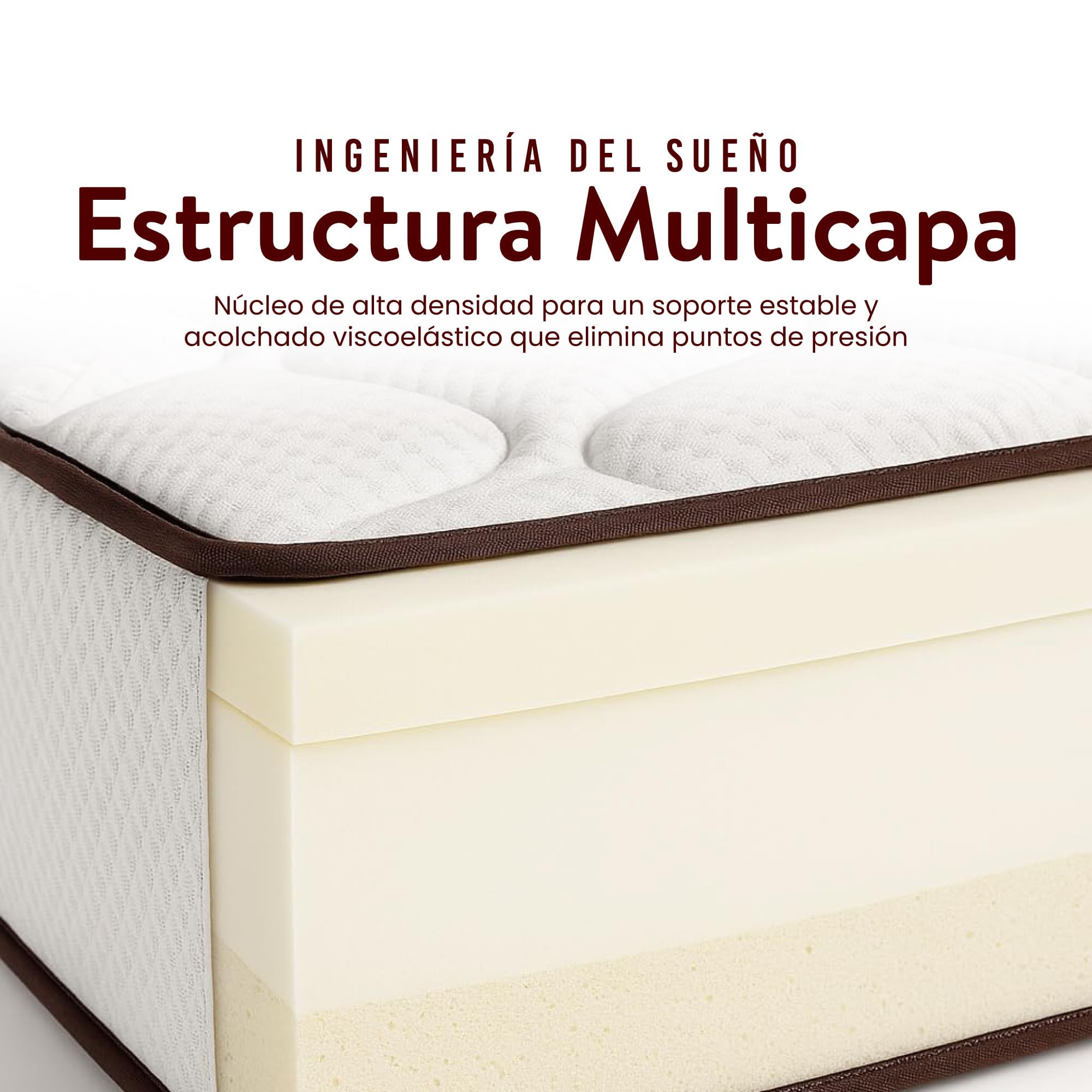 Aznar Colchón Viscoelástico Anatómico Firmeza Media Altura 18 Cm Transpirable Tecnología SPA Tejido Stretch Acolchado Doble Cara Núcleo Alta Densidad Sensación Neutra Incluye Almohada 90x190cm