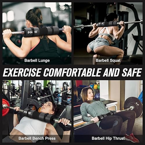 Miniatura 8 de G4Free Juego de 9 almohadillas de barra para sentadillas, empujes de cadera, estocadas, día de las piernas, barras olímpicas estándar con 2 correas