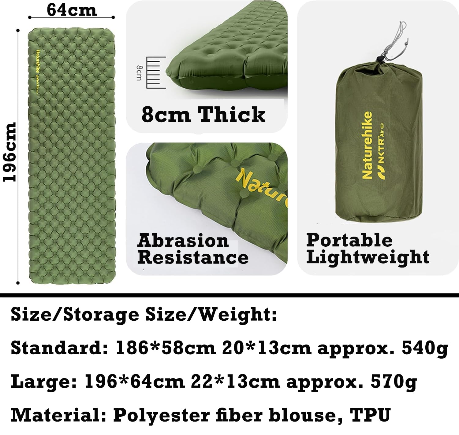 Amazon.co.jp: Naturehike高R値4.6 エアーマット 厚さ8cm -20℃対応