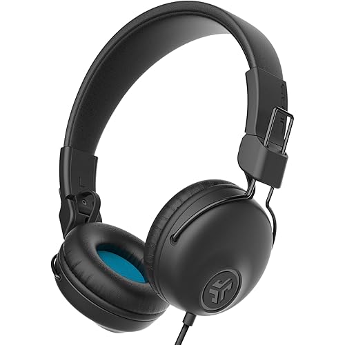 JLab Studio On-Ear Headphones | Wired Headphones | Tangle Free Cord | Ultra-Plush Faux Leather with Cloud Foam Cushions | 40mm Neodymium Drivers with C3 Sound | Black