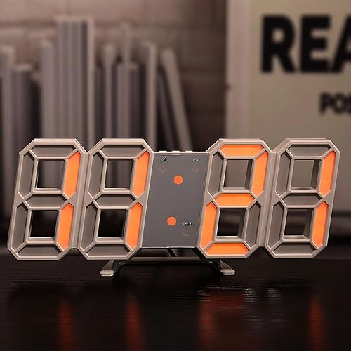 iFCOW Reloj despertador digital 3D, despertador LED de escritorio, alimentado por USB, con 3 alarmas, pantalla de fecha y temperatura, fácil de leer disponible en Yaxa Peru