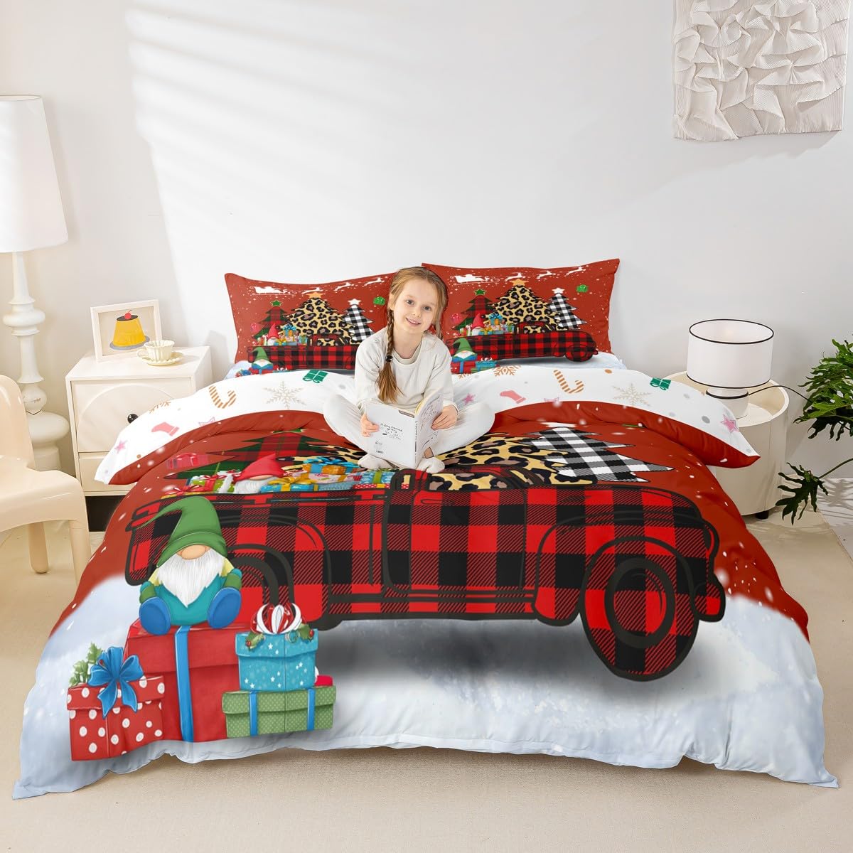 Housse de couette motif cerf de Noël pour transformer une chambre triste en fêtes