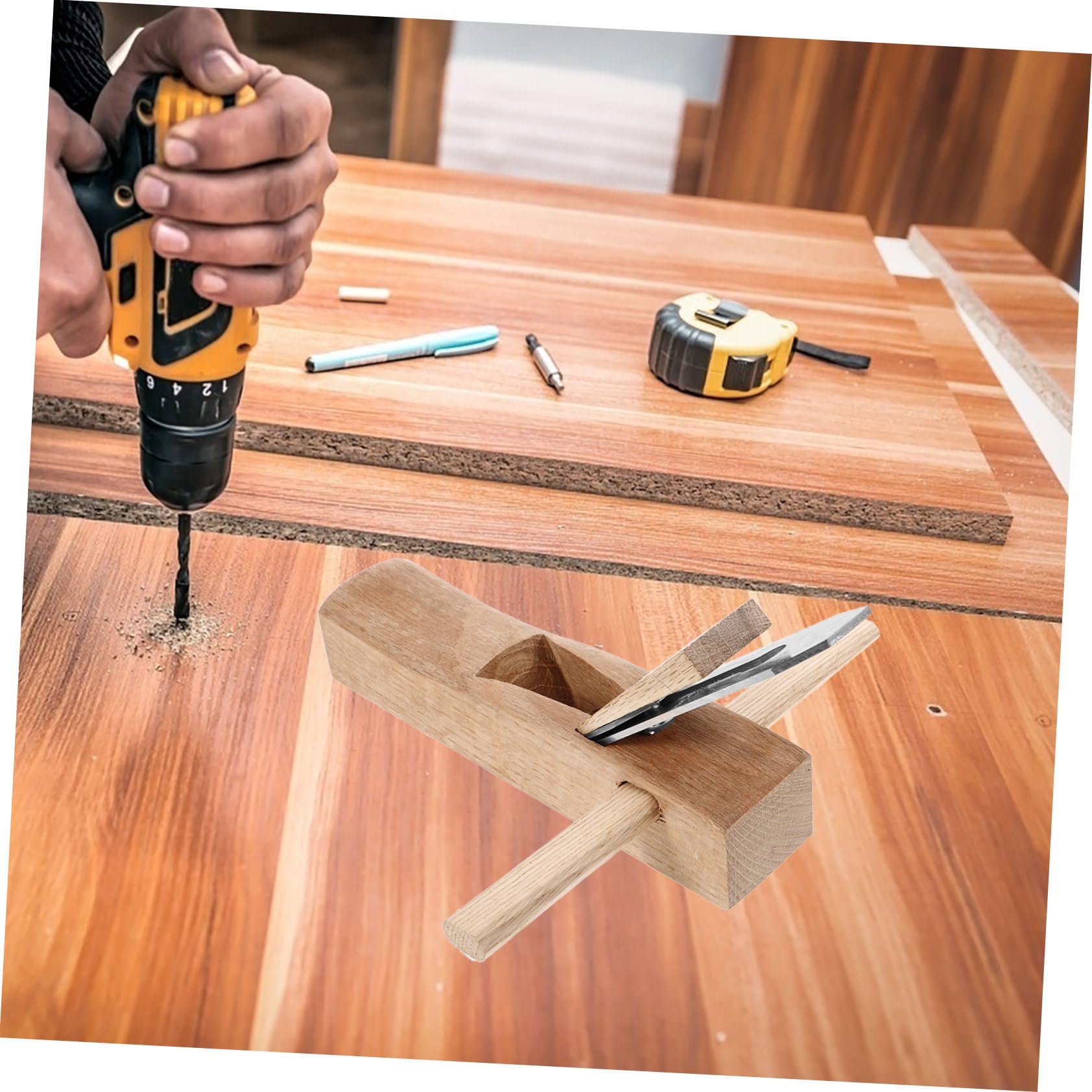 OSALADI Pialla Manuale per Legno 250mm Rifinitura Liscia e Lama in Metallo per Progetti di Falegnameria Fai da Te