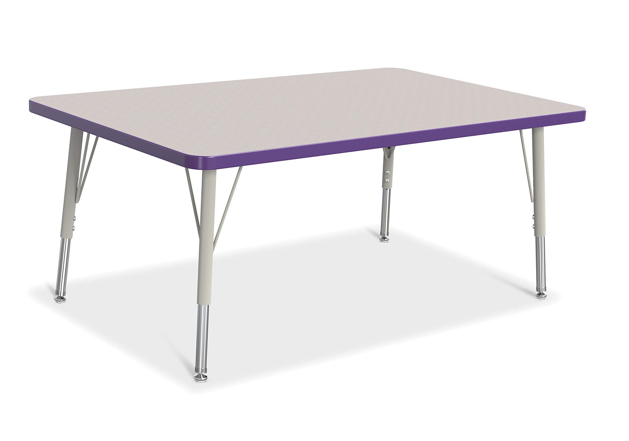 Jonti-Craft Berries 6473JCE004 Rectangle Activity Table, E-Height (15"-24" Adjustable Height), 30" x 48", Gray/Purple/Gray