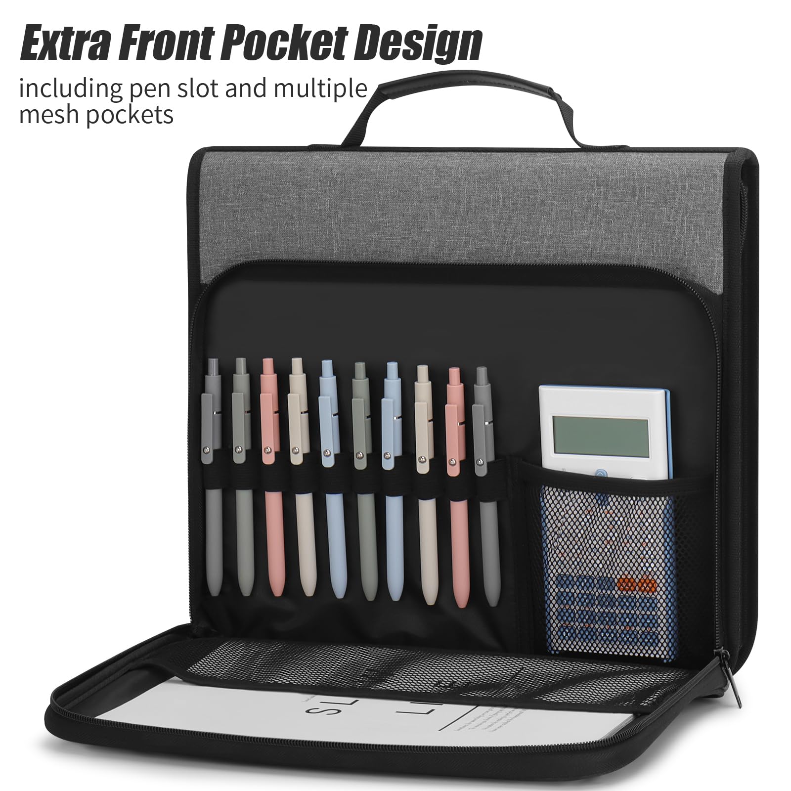 Uquelic A4 Document Organiser Ring Binder, Expanding File Folder with 13 Pockets, Handle, Labels - Image 3