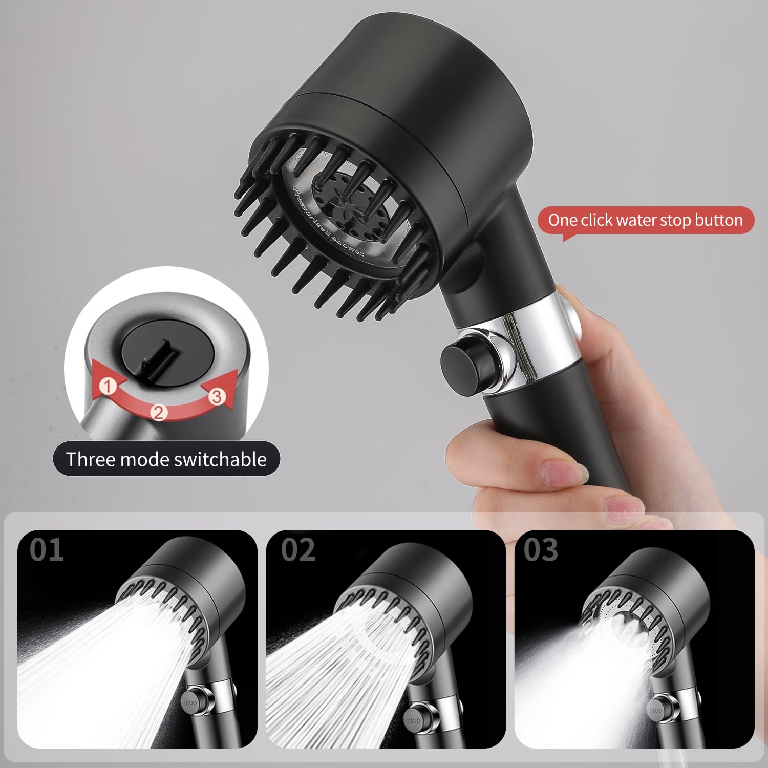 Shower Head, Upgraded Filter Shower Head High Pressure 4 Modes - Image 4