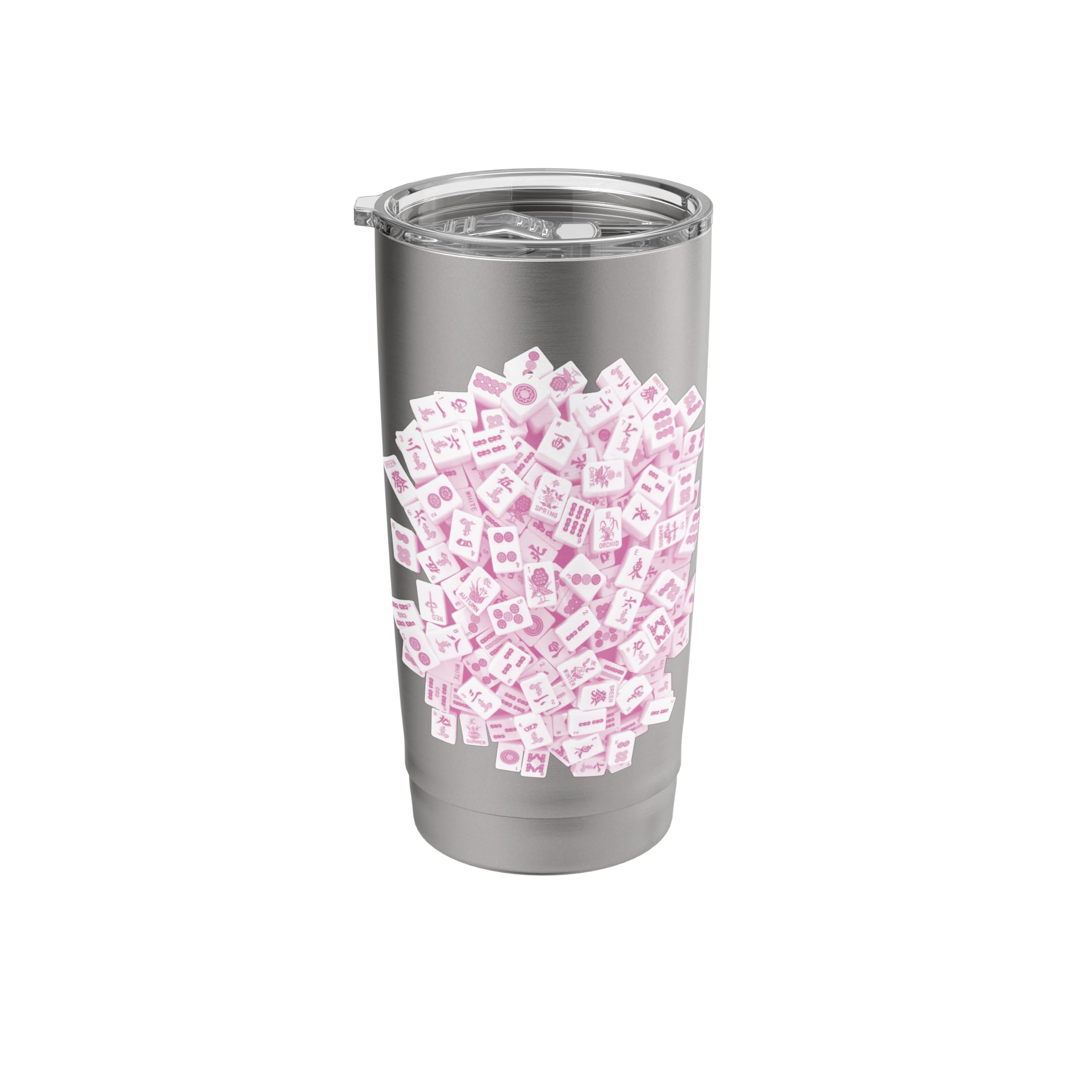 Pastel Pink Mah Jong Tiles, Mah Jongg, Mahjong Game Tiles Stainless Steel Insulated Tumbler