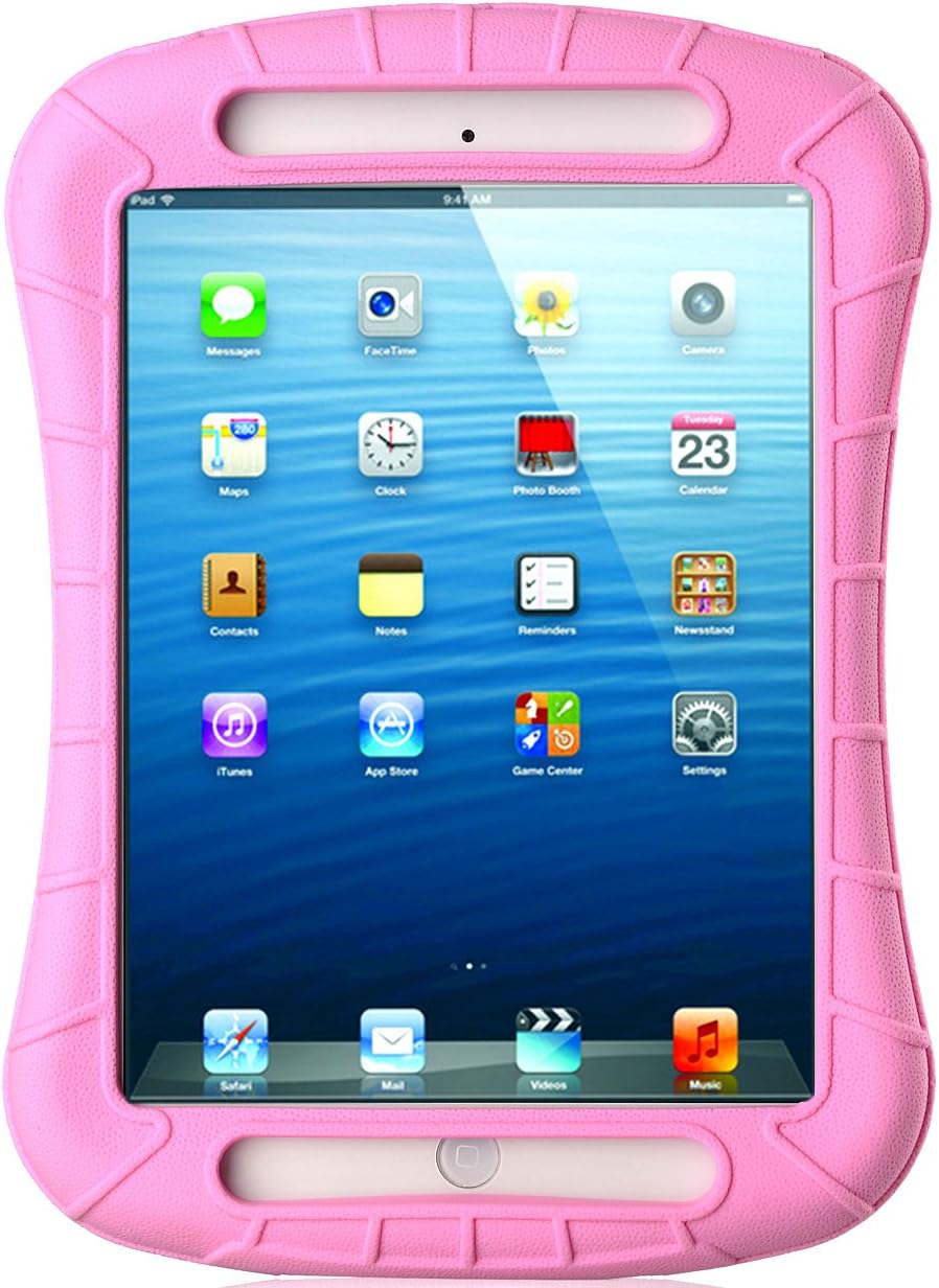 iXCC iPad Mini Case, Kid-friendly Shockproof Soft Silicone Protective Back Case Bundle with Screen Protector for Apple iPad Mini, Mini 2, Mini 3 - Pink
