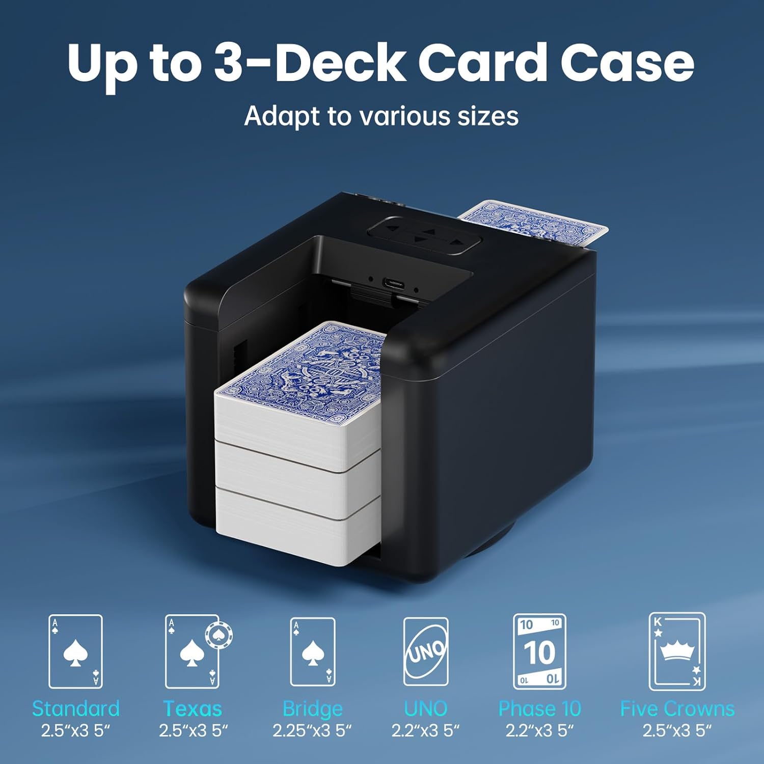 Automatic Card Dealer Machine for 1/2/3 Decks, 180°/360° Rotating, USB Rechargeable Dealing Machine for 1-12 Players, Portable Card Dealer for Poker, UNO, Bridge, Texas Holdem & More