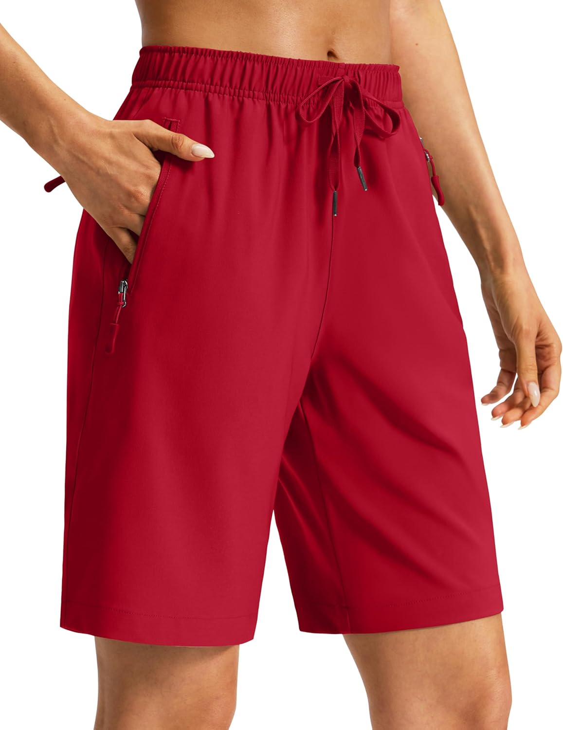 Viodia Women's 9''/11'' Hiking Shorts Long Bermuda Lightweight Shorts Quick Dry Athletic Golf Shorts with 3 Zipper Pockets