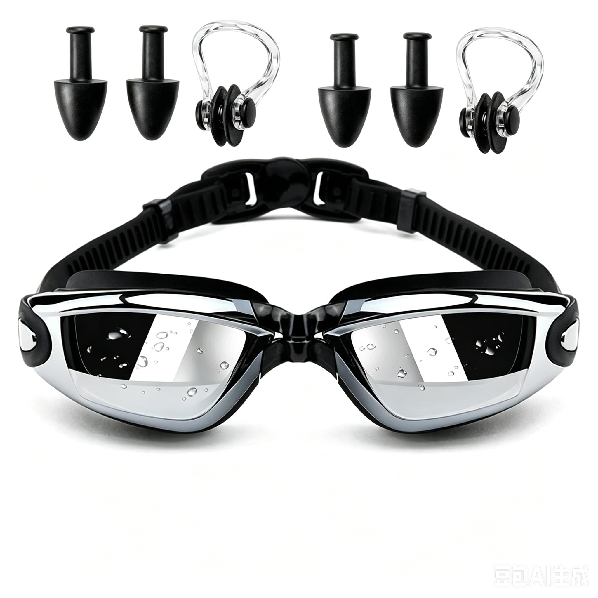 TUBAWD 7Pcs Swimming Set, Swimming Goggles, Ear Plugs and Nose Clips, Better Comfort for Pool Activities