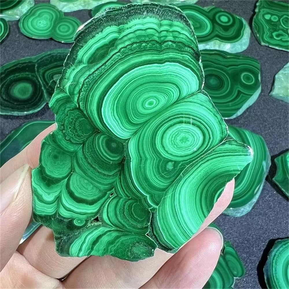 AARTERZZA 1 Piece 90-120g Malachite High Crystal, Irregular Size, Raw Slices, Gemstones Slabs for Home Decoration