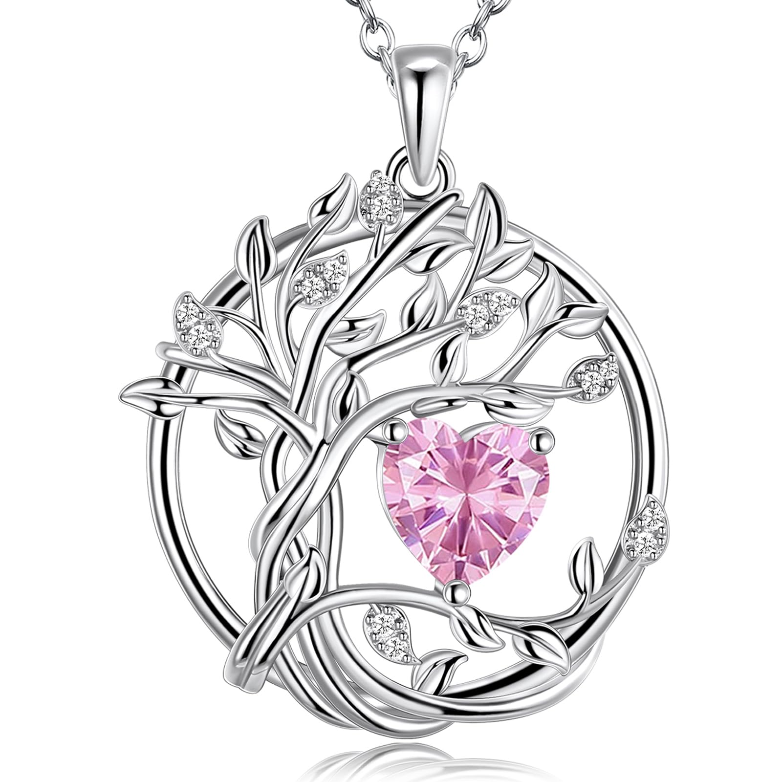 BELLNA S925 Necklace for Women, Tree Of Life Jewelry, Sterling Silver Birthstone Necklace for Women, Gifts For Wife, Mom, Daughter, Anniversary