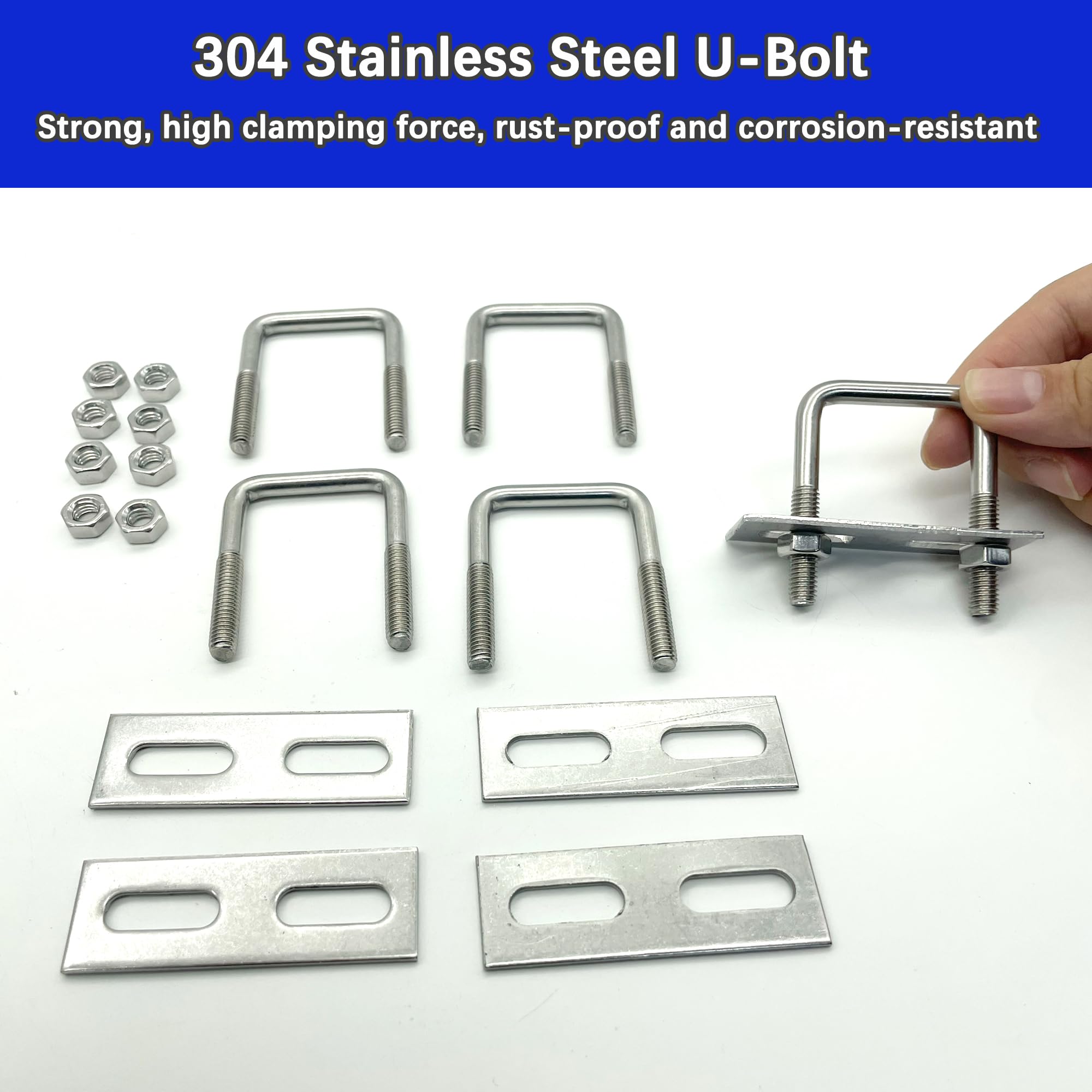 duoyif U Bolt M6 25 x 50 mm Pack of 5 U Bolts Square, U-Bolt M6 U Shackle, U Screws M6 Stainless Steel with Nut Frame Plate - Image 4