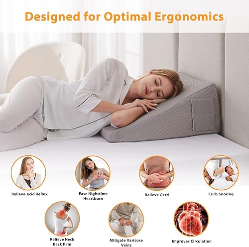 Miniatura 3 de Almohada de cuña para dormir, almohada de cuña de cama de 10 pulgadas para cabecero, cuña inclinada triangular para reflujo ácido, almohadas de cuña