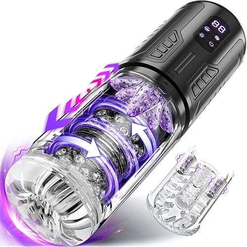 Male Masturbator Sex Toys for Men - EINSEO Male Sex Toy Pump with 7 Licking Vibrating Rotating Thrusting Mode, Hands Free Masturbators LCD Display Stroker Vibrator Adult Sex Toys & Games