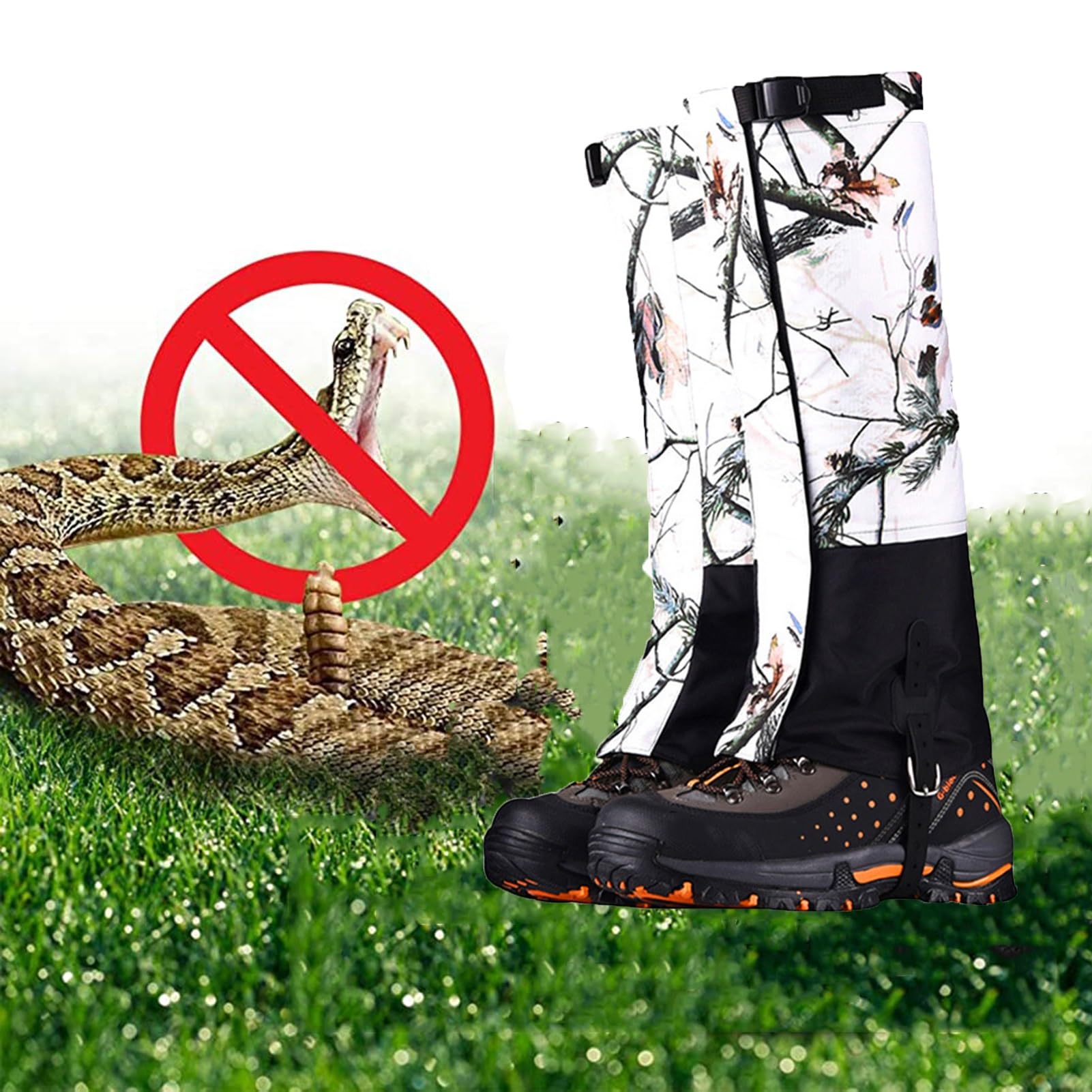 Guêtres de Jambe, guêtres d'extérieur Respirantes résistantes aux morsures de Serpent, Couvre-Chaussures for l'escalade, Le Ski, Le vélo, la Chasse, la randonnée et la Raquette