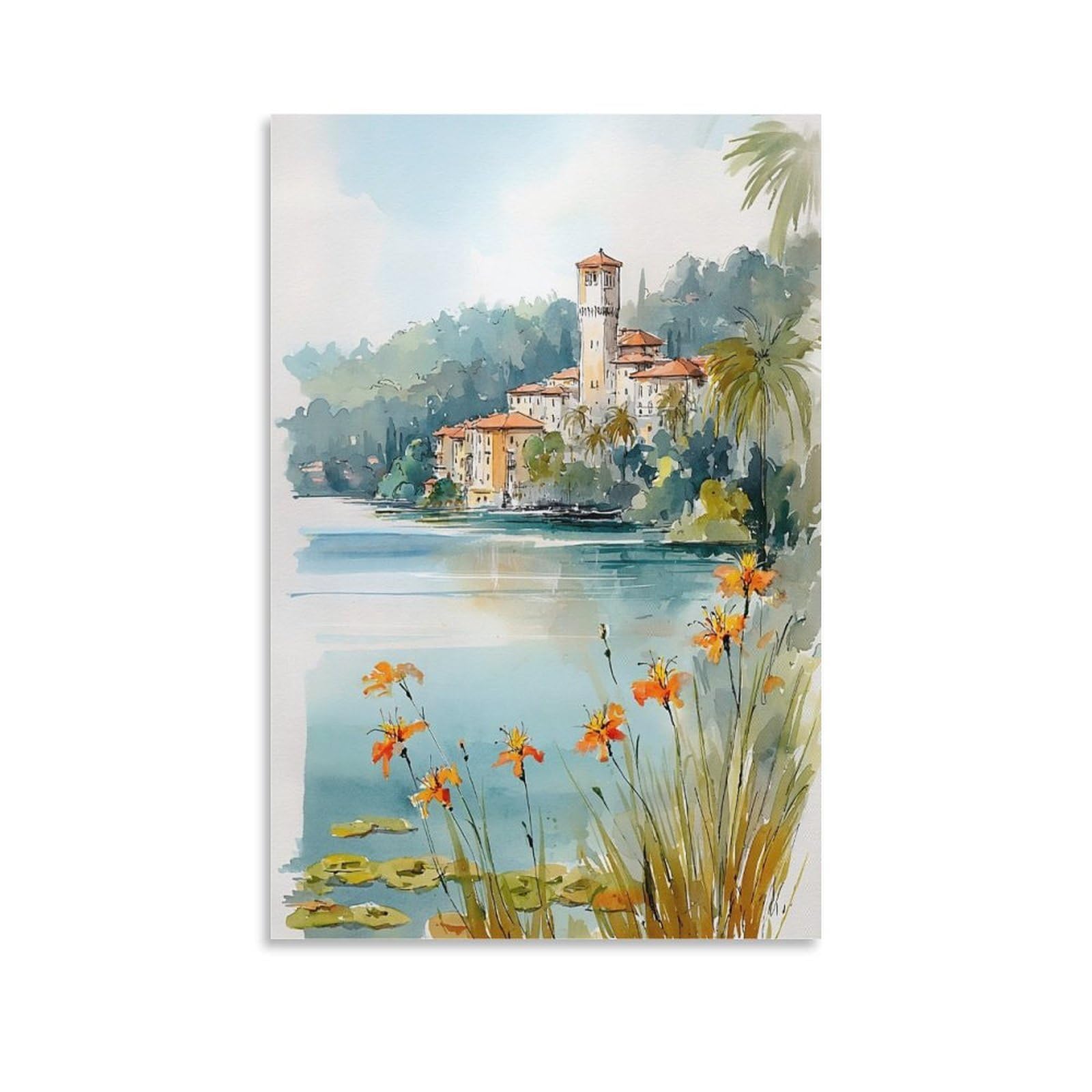 XWYMXZ Orlando Watercolor 20x30inch(50x75cm) Vintage Travel Poster Watercolor Canvas Art